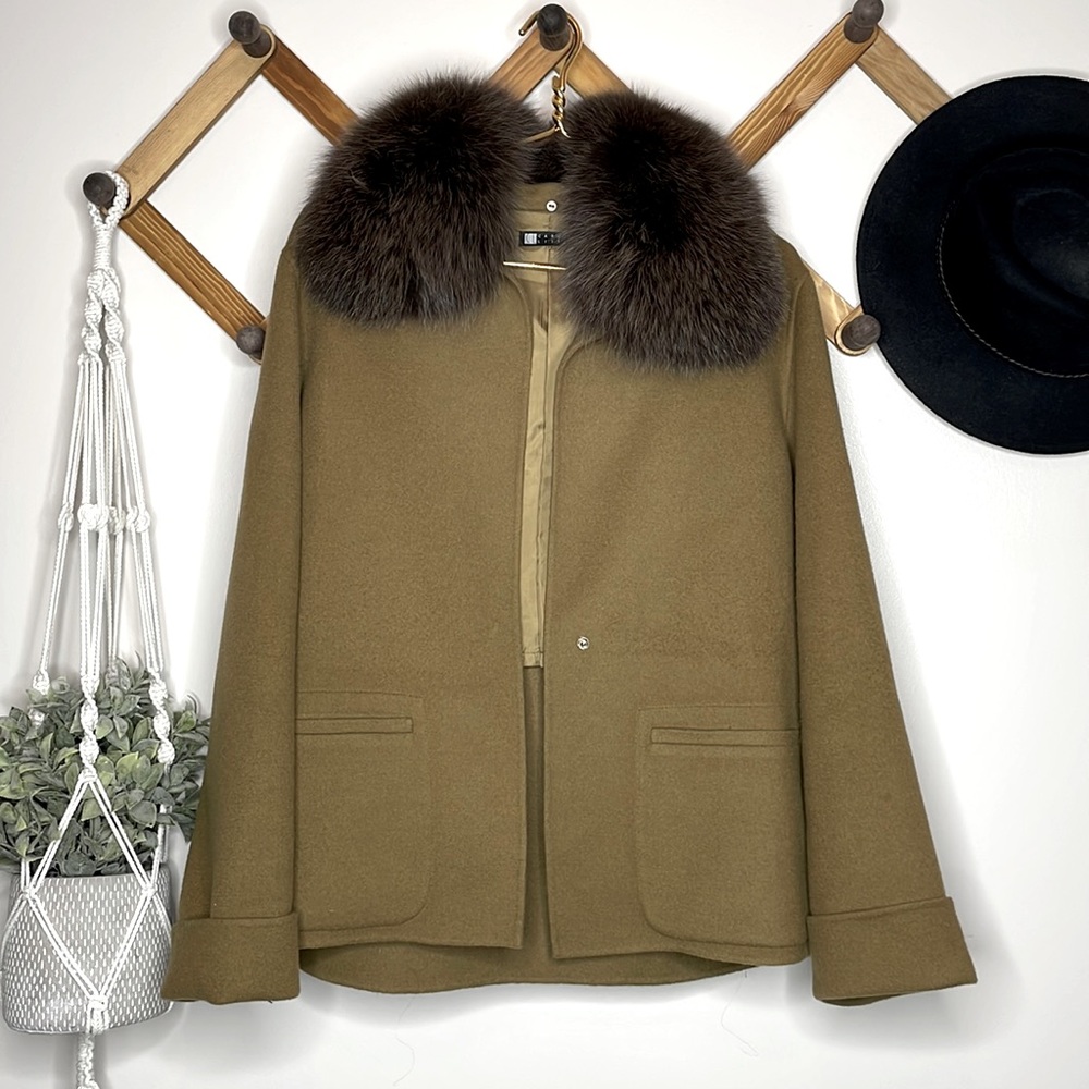 100% Wool and Fox Fur Collar Coat